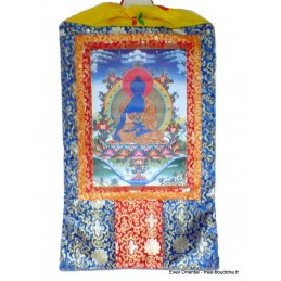 Grand Tangka bouddhiste Bouddha de Médecine 105 cm Tentures tibétaines Bouddha GTAN1