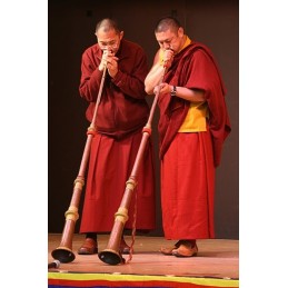 Trompette tibétaine de monastère 120 cm Objets rituels bouddhistes TRUM1