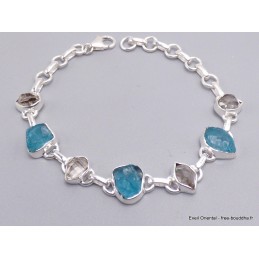 Bracelet Apatite bleue brute Diamant d'Herkimer Bijoux en Diamant d'Herkimer LAM67.12
