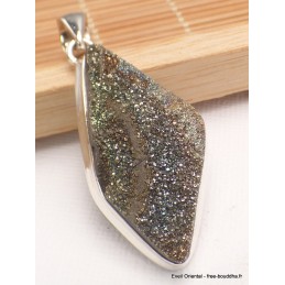 Pendentif argent Pyrite arc-en-ciel asymétrique Bijoux en Pyrite arc-en-ciel YM66