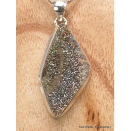 Pendentif argent Pyrite arc-en-ciel asymétrique Bijoux en Pyrite arc-en-ciel YM66