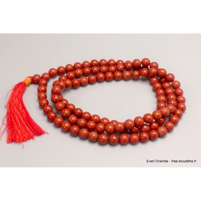 Mala tibétain 108 perles en Jaspe Rouge Mala tibétain 108 perles MADP10