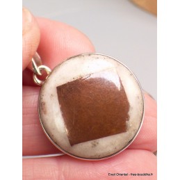 Rare Pendentif Cuivre sur Agate forme ronde Bijoux en Cuivre sur Agate LAM42.3