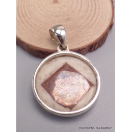 Rare Pendentif Cuivre sur Agate forme ronde Bijoux en Cuivre sur Agate LAM42.3