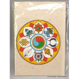 Carte postale 8 signes auspicieux + enveloppe Cartes postales bouddhistes CPV1