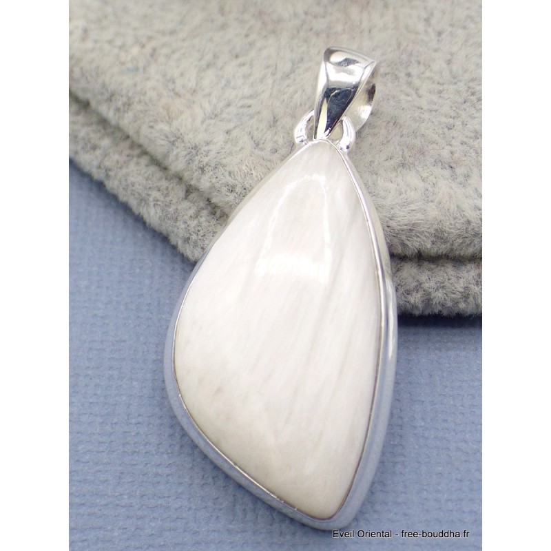 Pendentif Scolecite blanche asymétrique Pendentifs pierres naturelles AW39.1