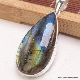 Gros pendentif goutte Labradorite multi-feux 