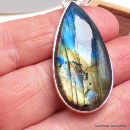 Gros pendentif goutte Labradorite multi-feux 