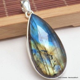 Gros pendentif goutte Labradorite multi-feux 