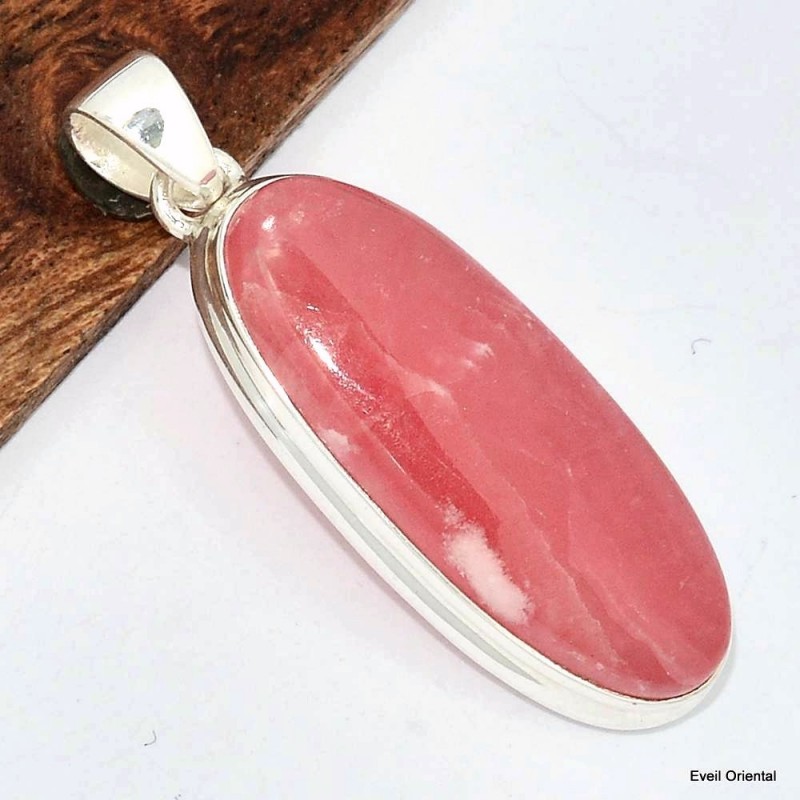 Pendentif oval allongé Rhodochrosite gel 