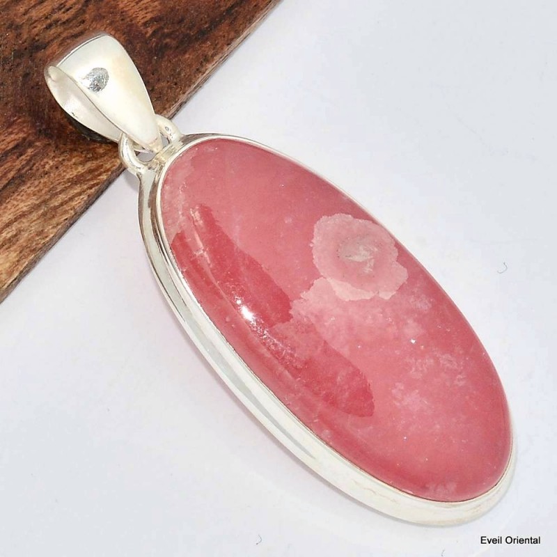 Grand Pendentif  oval Rhodochrosite gel 