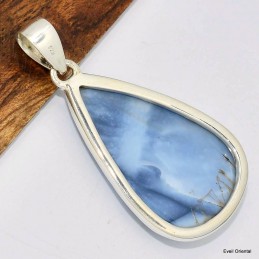 Gros pendentif goutte en Opale bleue 