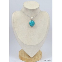 Authentique Turquoise de Nisha pur pendentif oval 