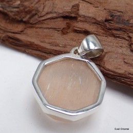 Petit pendentif hexagonal en Sélénite Orange 