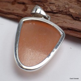 Gros pendentif en Sélénite Orange semi-oval 