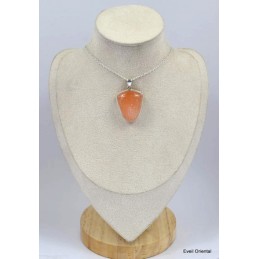 Gros pendentif en Sélénite Orange semi-oval 