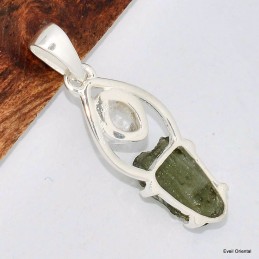 Pendentif Moldavite et Diamant d'Herkimer 