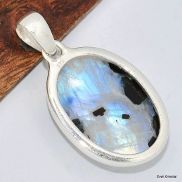 Pendentif Tourmaline sur Pierre de lune bleue 