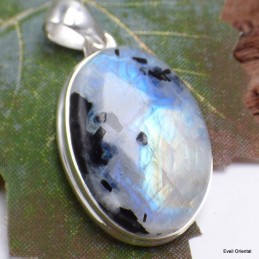 Pendentif Tourmaline sur Pierre de lune bleue 