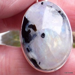 Pendentif Tourmaline sur Pierre de lune bleue 