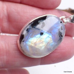 Pendentif Tourmaline sur Pierre de lune bleue 