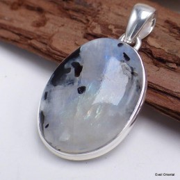 Pendentif Tourmaline sur Pierre de lune bleue 