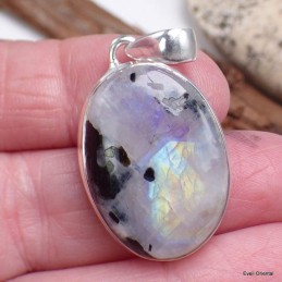 Pendentif Tourmaline sur Pierre de lune bleue 