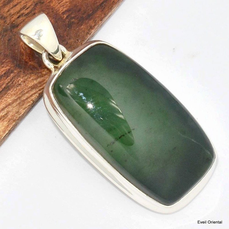 Pendentif Jade Néphrite rectangulaire 