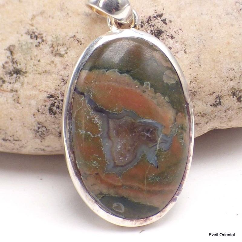 Pendentif oval en Rhyolite Pendentifs pierres naturelles CZ73.4