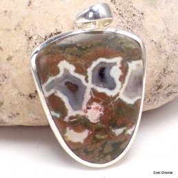 Pendentif argent Ryolite semi-oval Pendentifs pierres naturelles CZ73.2