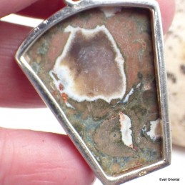 Rhyolite pendentif argent forme blason Pendentifs pierres naturelles CZ73