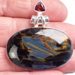 Somptueux pendentif Pietersite et Grenat 