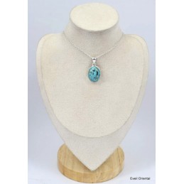 Authentique Turquoise et Pyrite pendentif oval 