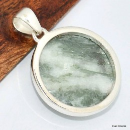 Pendentif rond Tourmaline verte sur quartz 