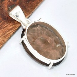 Pendentif oval Quartz fumé facetté 