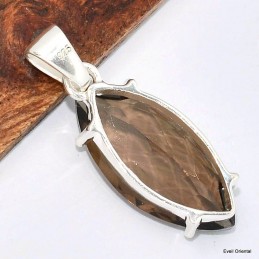 Pendentif marquise Quartz fumé facetté 