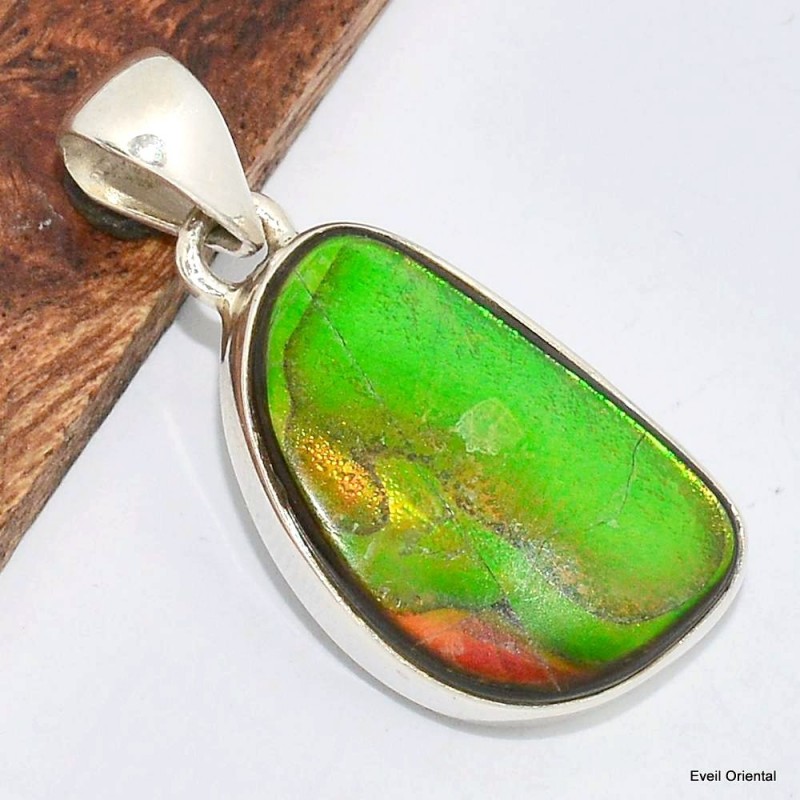 Pendentif en Ammolite verte du Canada Pendentifs pierres naturelles KC60.2