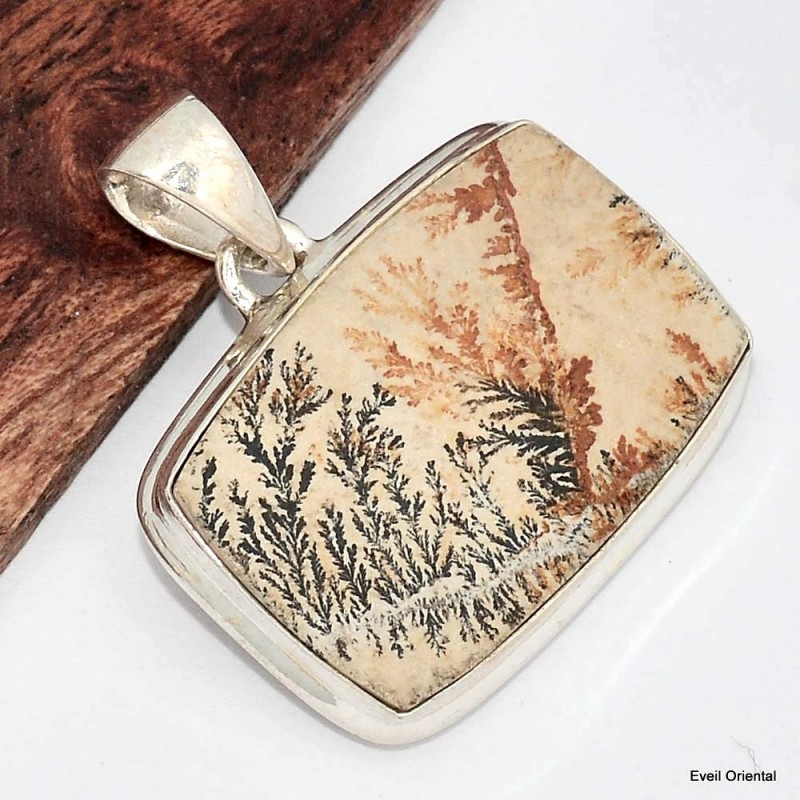 Pendentif Dendrite germanique rectangulaire Pendentifs pierres naturelles KC76.1