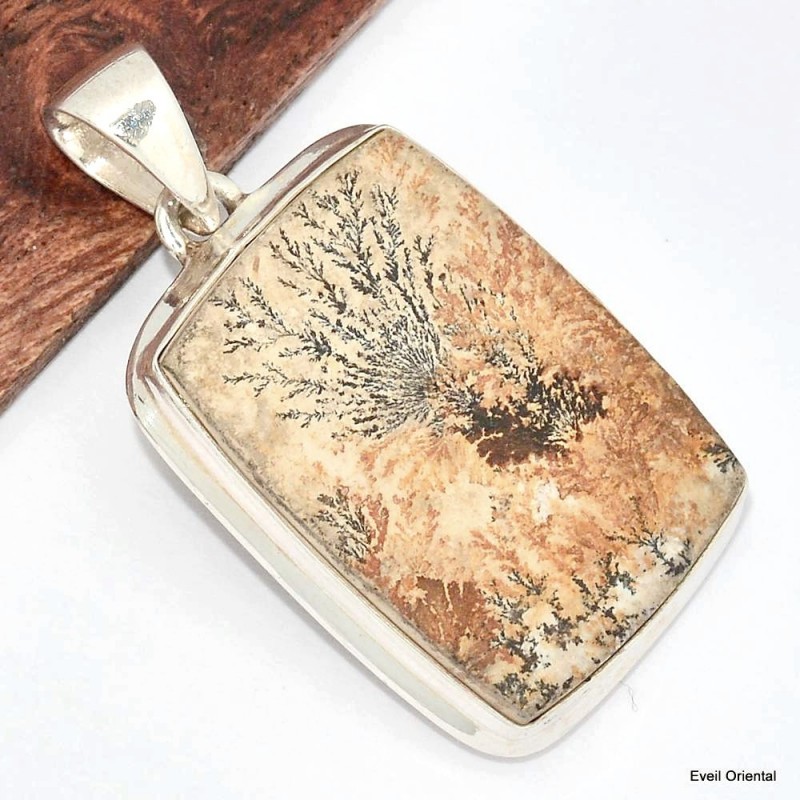 Pendentif psilomélane dendrite germanique Pendentifs pierres naturelles KC76.2