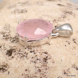 Petit pendentif Quartz rose facetté 