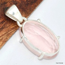 Pendentif Quartz rose facetté oval 