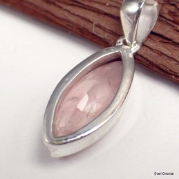 Pendentif Quartz rose facetté marquise 