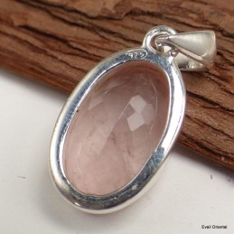 Pendentif oval Quartz rose facetté  