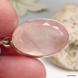 Pendentif oval Quartz rose facetté  