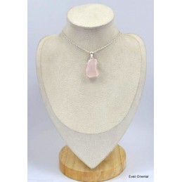 Pendentif Quartz rose brut serti griffes 