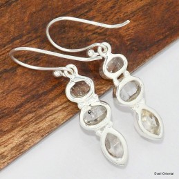 Boucles d'oreilles Diamant d'Herkimer 3 pierres Boucles d'oreilles en pierres KC69