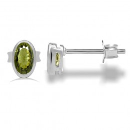 Clous d'oreilles ovales en Moldavite facettée Bijoux en Moldavite KC70