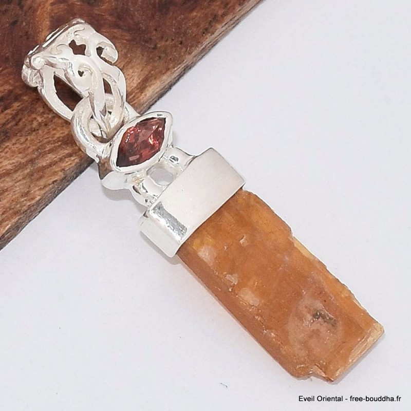 Pendentif Cyanite Orange Grenat détail bélière 