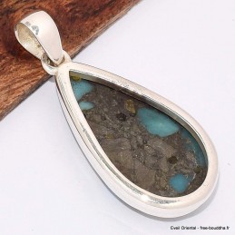 Pendentif goutte Turquoise mohave avec Pyrite 