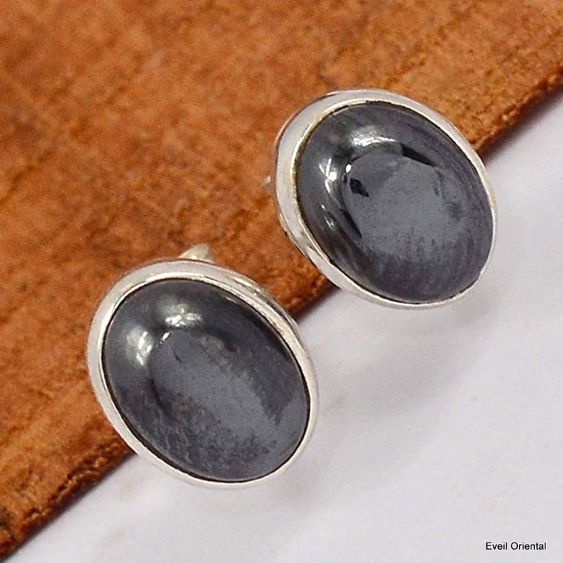 Boucles d'oreilles Hématite cabochon 